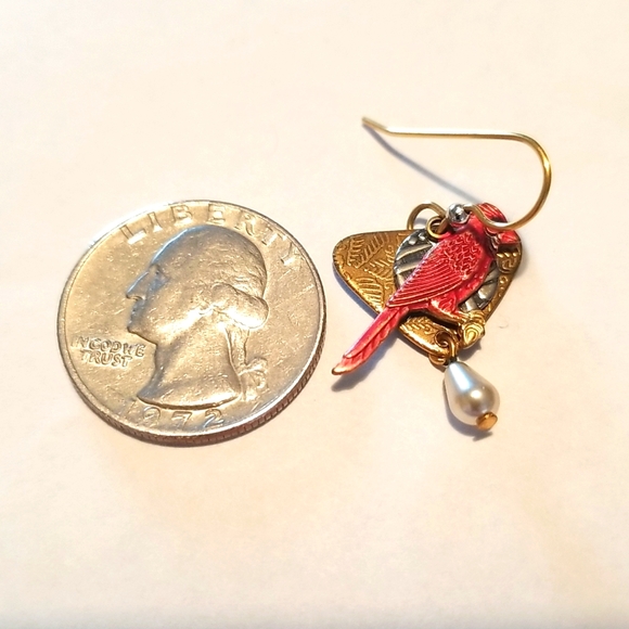 Silver Forest Cardinal Earrings NEW - Picture 4 of 4